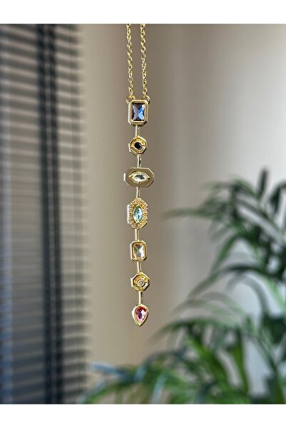 Alatakı Y Necklace Multicolor Steel Necklace