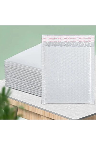 OZN AKSESUAR Bantlı Beyaz Patpatlı Balonlu Kargo Poşeti E Ticaret poşeti 50 Adet 13X18+4