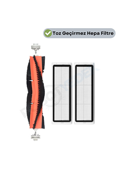 robotyedek Xiaomi Mop 2 Pro 3D - Perie principală de schimb compatibilă și filtru Hepa cu detaliu pentru cameră (3 bucăți)