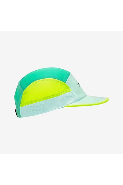 Decathlon Adult Running Hat - 5 Panels - Turquoise / Yellow - Kiprun
