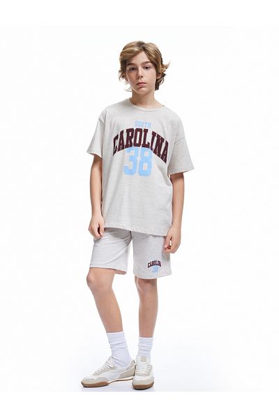 Koton College Print Detailed Lace up Waist Shorts