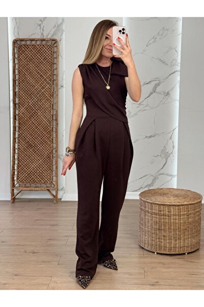 X-Young Fiyonk Detaylı Kolsuz Cepli Tulum KAHVE