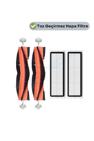 robotyedek Xiaomi Vacuum Mop 2 Ultra - فرشاة رئيسية بديلة وفلتر Hepa متوافق مع 4 قطع