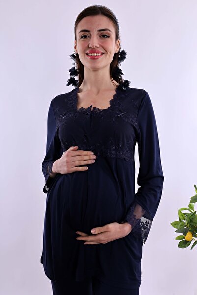 ByLohusa Βαμβακερό σετ πιτζάμες εγκυμοσύνης με δυνατότητα θηλασμού - Ελαστική...