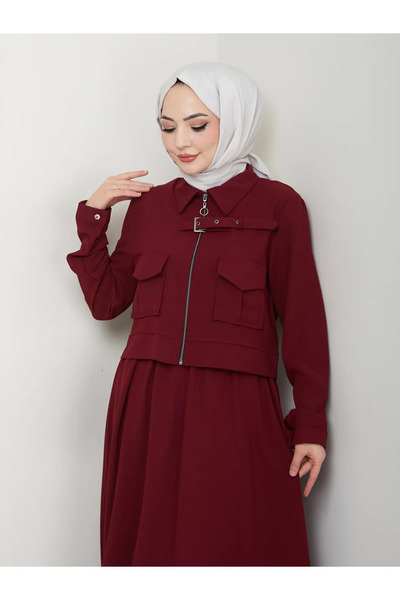 VOLT CLOTHİNG Women's Zippered Collar Belt Detailed Skirt Suit