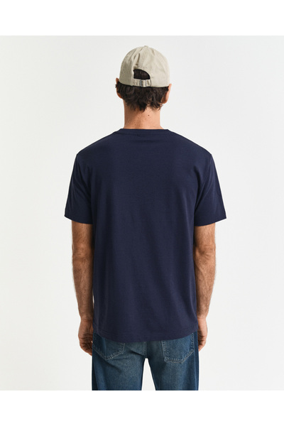 Gant Erkek Lacivert Regular Fit Bisiklet Yaka T-Shirt