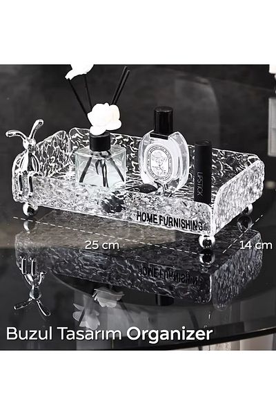 ARVALE Διαφανές Desktop Organizer με σχέδιο σπασμένο γυαλί Διακοσμητικό ακρυλικό μοντέλο |   25 Χ 14 εκ