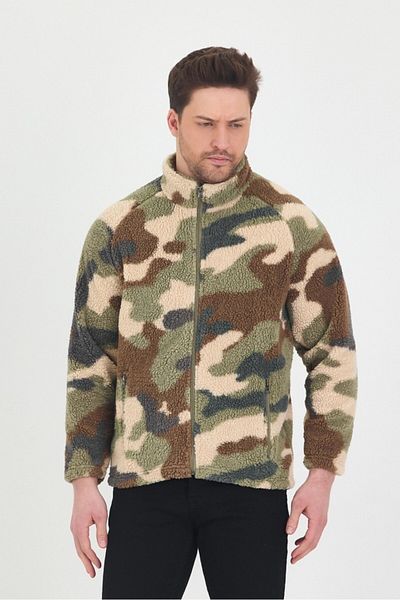 Mulberry Ανδρικό μπουφάν από φλις καμουφλάζ Khaki