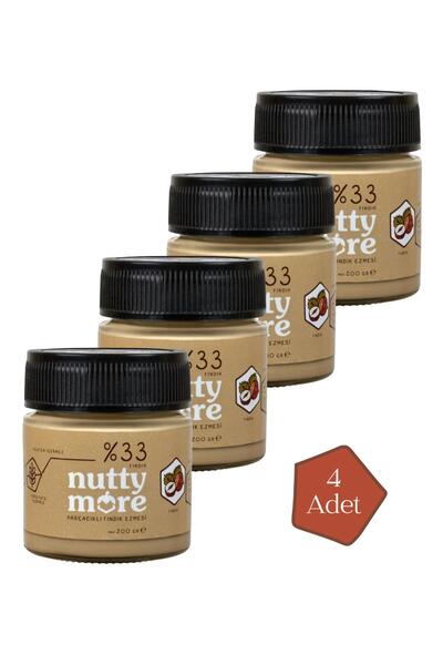 Nutty More %33 Fındık Parçacıklı Fındık Ezmesi 200 gr x 4 Adet