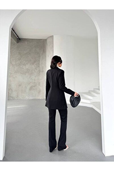 BARG FASHION SİYAH KRUVAZE TEK DÜĞMELİ BLAZER CEKET PANTOLON