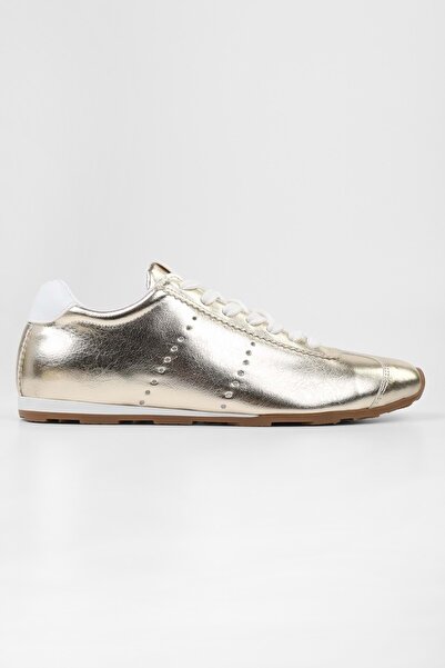 Shoeberry Women's Taren Gold Shiny Sneaker