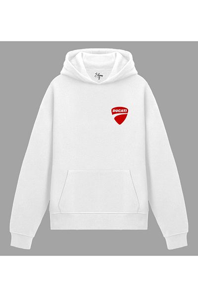 Edizen Ducati Panigale V4 Sp2 Premium Hoodie Unisex Oversize 100% Cotton White Hooded Sweatshirt