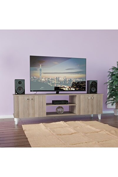 Modilayn İki Kapaklı Raflı Tv Sehpası Tv Ünitesi