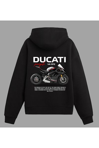 Edizen Φούτερ Ducati Panigale V4 SP2 Premium Hoodie Unisex Oversize 100% βαμβακερό μαύρο φούτερ με κουκούλα