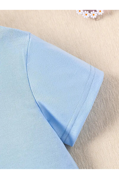 MORNİNG KİDS Tricou-Rochie pentru fetiță, albastru, cu imprimeu Kitten