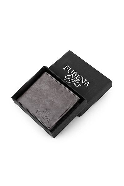 Fubena Gray Antique Patterned Unboxed Men's Leather Wallet