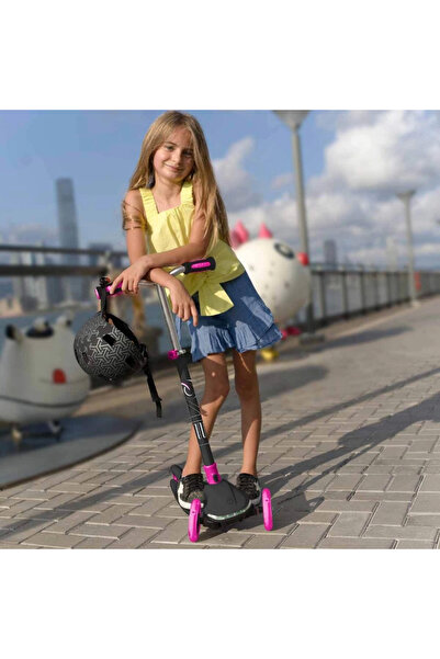 TOYFEST Evo 3 Tekerlekli Katlanabilir Illuminate Işıklı Pembe Scooter - 50 KG