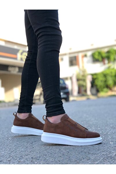 TUGERDİ Tugerdi Kalın Yüksek Taban Çift Bant Taba Beyaz Erkek Spor Ayakkabı T...