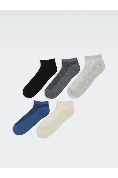 LC Waikiki Men's High Cotton 5-Pack Solid Color Booties Socks