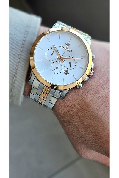 Raymond Rym-81013 Men's Wristwatch - Steel Case and Cord - 2 Years Warranty