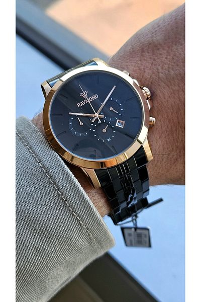 Raymond Rym-81013 Men's Wristwatch - Steel Case and Cord - 2 Years Warranty