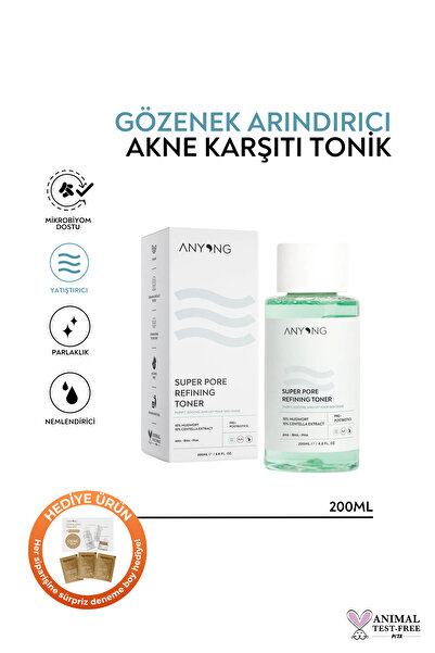 Anyong Gözenek Sıkılaştırıcı, Akne Karşıtı, Arındırıcı Tonik 200 ml (AHA & Sa...