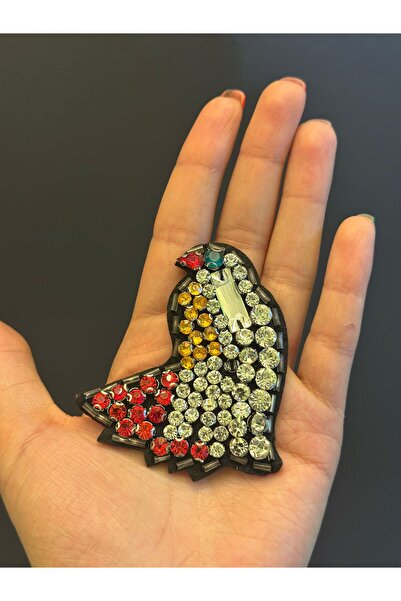 Gönülden Tasarım RENKLİ ZİRKON TAŞ İŞLEME KUŞ ARMA DİKİŞ APLİKE 5X4 CM