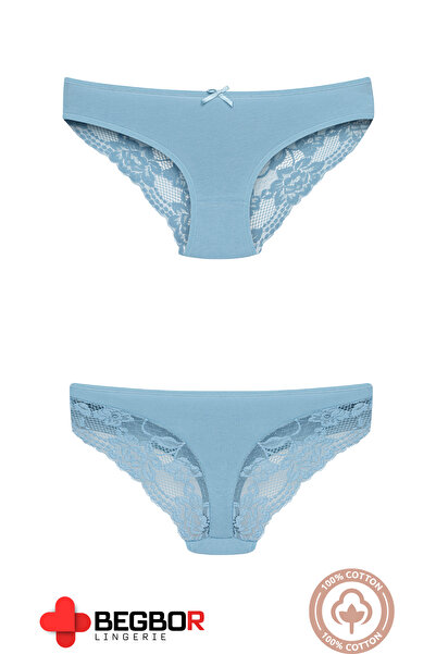BEGBOR LİNGERİE 5'li Paket Dantel Detaylı Bikini Külot Mavi,Kırmızı,Pembe,Lacivert,Krem