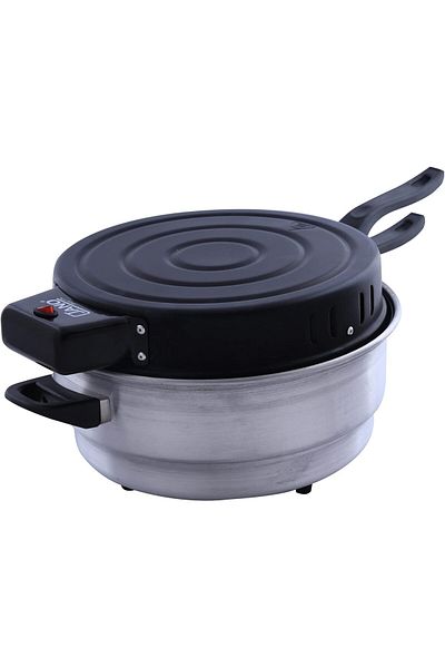 JANO Electric Bread/roti/tortilla And Pizza Maker S/s Tube, Non-stick, 1100w, Black/silver