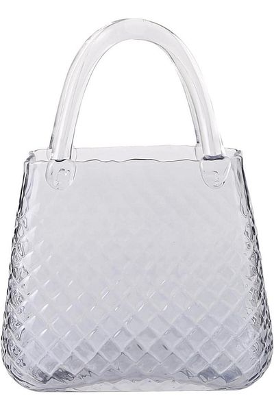 Nettenevime Bag Vase Glass Flower Vase Decorative Anthracite Open Vase Large Size Oval Model 1,5kg Glass Bag Vase