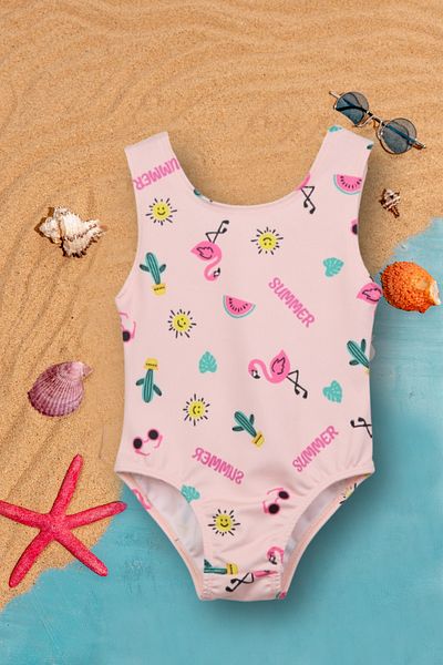 Beniizle Patterned Girl's Swimsuit
