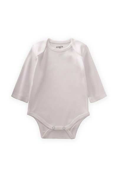 Cigit White Bodysuit Supports 0-3 Years Old