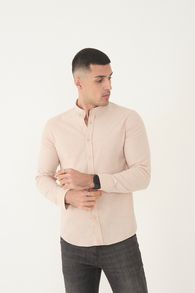 jack carisma Ανδρικό πουκάμισο Judge Collar Cotton Lengraph με λεπτή εφαρμογή