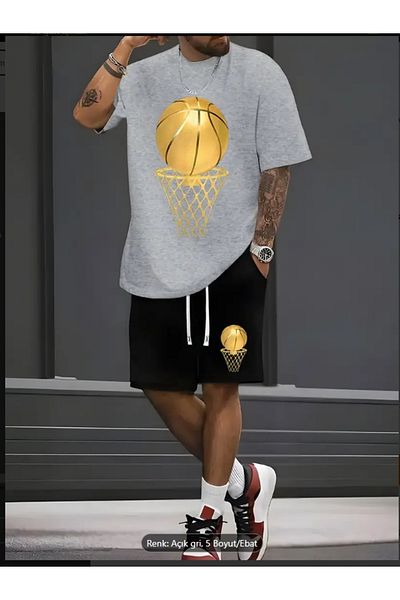 Derays Gold Basketball Hoop Summer Crew Neck Men's T-Shirt