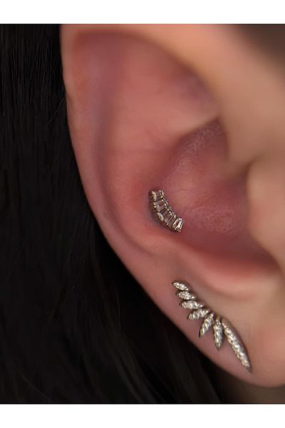 Janset F136 Titanium Baguette Model Helix Piercing - Conch Piercing