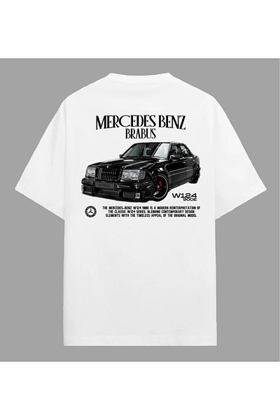 Edizen Μπλουζάκι Mercedes Benz W124 900E Brabus Premium Unisex Oversize 100% βαμβακερό λευκό