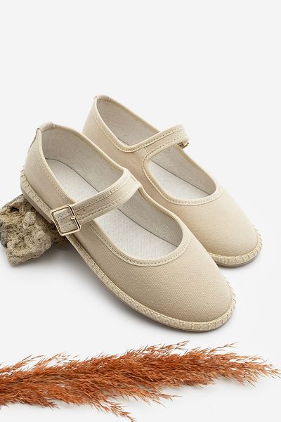 Marjin Damen-Ballerinas mit Leinenriemen Mirces Beige