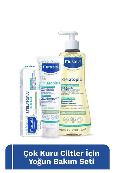 Mustela Çok Kuru Ciltler Yoğun Bakım Seti-Stelatopia+ Vücut Kremi,Stelatopia Intense, Stelatopia Duş