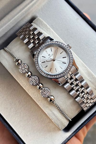 Homies Special Boxed Original Women Wristwatch Waterproof Silver Color Steel Band Gift Bangle Hmby2057C1