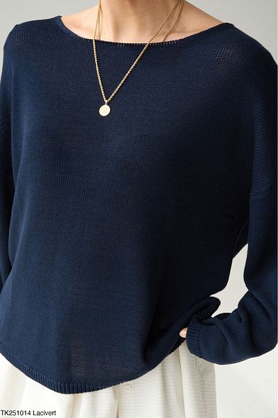 Litesa Women's Boat Neck Oversize Slim Solid Sweater