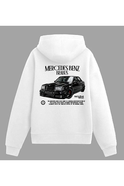 Edizen Unisex Oversize Brabus Premium Hoodie 100% Pendurci White Sweatshirt