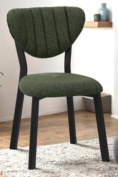 Lumodi Mobilya Elma Mutfak Sandalyesi Keten Kumaş Metal Ayaklı Modern Yemek M...