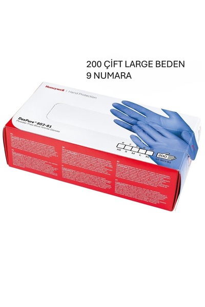 HONEYWELL 200 Çift Çok Amaçlı Pudrasız Eldiven Gıdaya Uygundur 1 Paket (200 Ç...