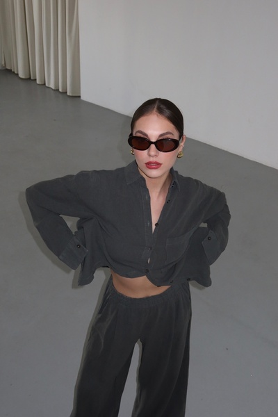 Laluvia Khaki 100% pamut ing nadrág öltöny - 1640