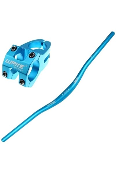 Streak Bisiklet Alüminyum Direksiyon Wake Kısa 40mm Gidon Boğaz Set 78 cm Yedek Parçası Mavi Renk