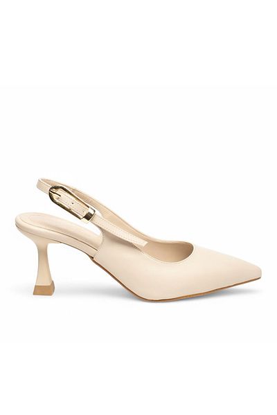 ELAIA SHOES Elaia Vivien Pantofi confortabili cu toc pentru femei, culoarea pielii, cu spatele deschis