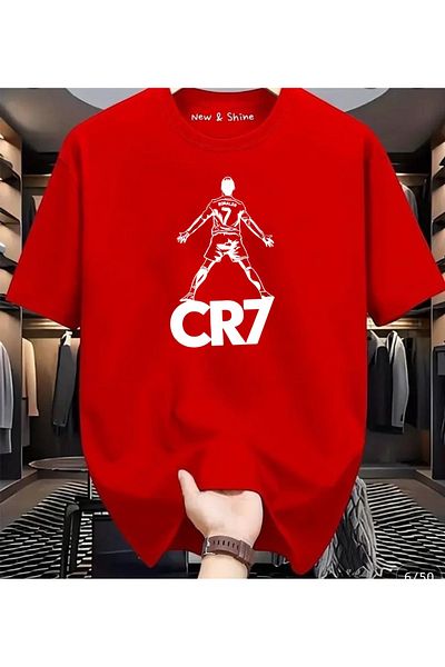 New Shine In Cart 6 and Above Purchases Get 1 T-Shirt as a Gift - Cr7 Printed Large Size Oversize T-Shirt