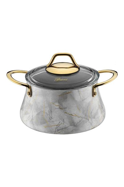Brioni BRİONİ MARBLE 24 CM WHITE DEEP COOKER