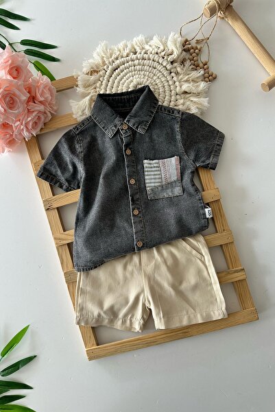 Minigimin Cicileri Ethnik Pocket Patterned Boy's 2Pcs Set - Jeans and Shirt