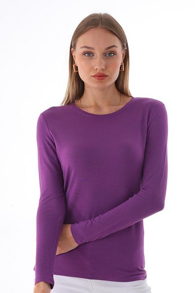 penyebizden Tricou cu mânecă lungă din viscoză și lycra pentru damă-violet